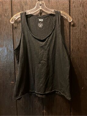 SO Black Scoop Neck Sheer Tank Top for Women